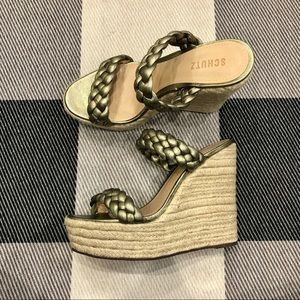 Schutz Dyandre Braided Platform Wedge Sandals 9.5